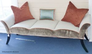 A herringbone and velvet upholstered window seat, 174cm longProvenance - a country estate near Rye,