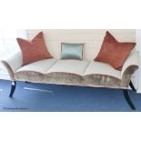 A herringbone and velvet upholstered window seat, 174cm longProvenance - a country estate near Rye,