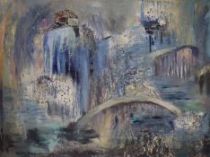 W. Lewy, oil on canvas, Abstract landscape, signed and dated 1971, 50 x 64cm