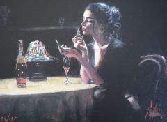 Fabian Perez, hand embellished canvas on board, Eugenia III, 94/195, with COA, 45 x 60cm