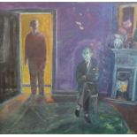§ Harold Mockford (1932-) The Visitor, 1990 Oil on board Initialled and dated 90, inscribed verso