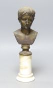 A bronze bust of Augustus Caesar, height 30cm