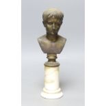 A bronze bust of Augustus Caesar, height 30cm