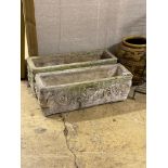 A pair of reconstituted stone garden troughs, width 74cm