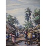 Obodiwe (African School), oil on canvas, Market scene, signed, 42 x 32cm
