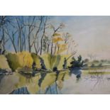 Robert Soden (1955-), watercolour, Hevon Lake Spring, Morning Light, signed, 76 x 103cm