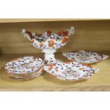 A 19th century English porcelain Imari pattern part dessert service