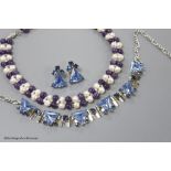 A modern amethyst bead and freshwater cultured pearls necklace and one other paste necklace and