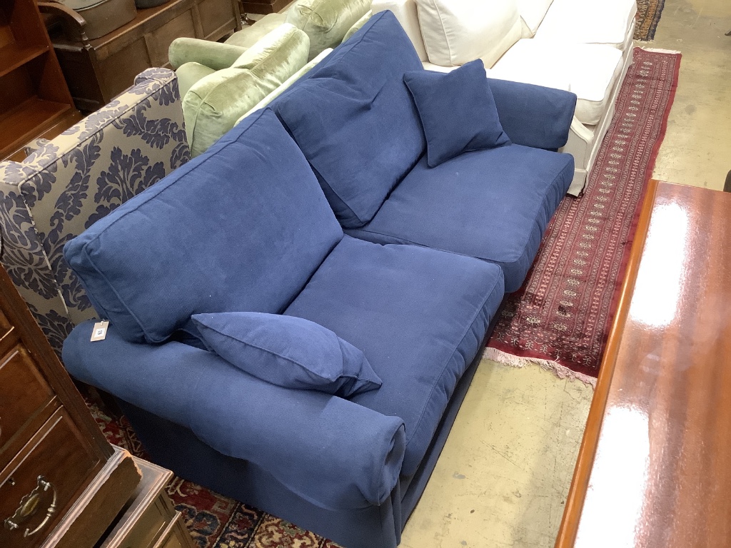 A modern blue fabric metal action two seater sofa bed, width 190cm, depth 90cm, height 90cm - Image 2 of 3