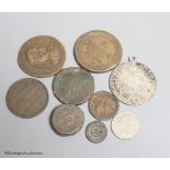 A quantity of coinage to include slavery abolition medallion