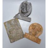 Three embossed tinplate fire marks - 'County' 'Salop' and 'Eagle'