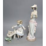 A Lladro figure, 'Tea Time', no. 5470 and another, 'Meal Time,' no. 6109H 37cm (largest)