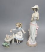 A Lladro figure, 'Tea Time', no. 5470 and another, 'Meal Time,' no. 6109H 37cm (largest)