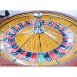 A large A.B.P. London casino roulette wheel, 78 cm diameter, with fitted box