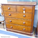 A victorian mahogany chest of two short and three long drawers, 114 cm high, 112 cm wide, 49 cm