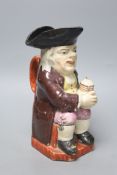 A mid 19th century Hearty Good Fellow Toby jug, height 25cm