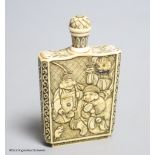 A Japanese carved ivory ‘Gods of Happiness’ snuff bottle, early 20th century