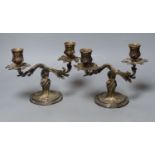 A pair of Christofle plated two-branch candelabra, height 17cm