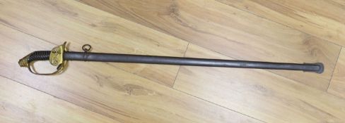 A late 19th century German Officer's sword, overall length 99cm, Carl Eickhorn blade