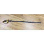 A late 19th century German Officer's sword, overall length 99cm, Carl Eickhorn blade