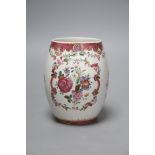 A large 18th century Chinese famille rose tankard, height 14.5cm