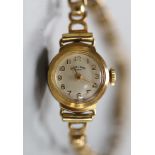 A lady's 9ct god Favre Leuba manual wind wrist watch, on a 9ct gold bracelet,gross weight 10.6