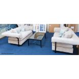 A pair of contemporary faun chenille sofas, 202 cm wideProvenance - a country estate near Rye,