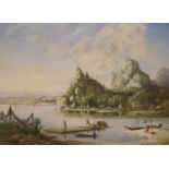 English School, oil on canvas, A view on the Irrawaddy, Burma, 45 x 60cm