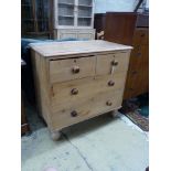 A Victorian pine chest of four drawers, width 90cm