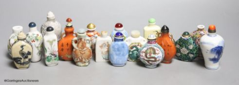 A collection of eighteen Chinese porcelain snuff bottles