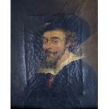 After Rembrandt, oil on canvas, Portrait of a gentleman, 19 x 15cm