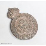 A scarce Borough of Margate Special Constable 1914 Commander lapel badge,reputedly awarded to