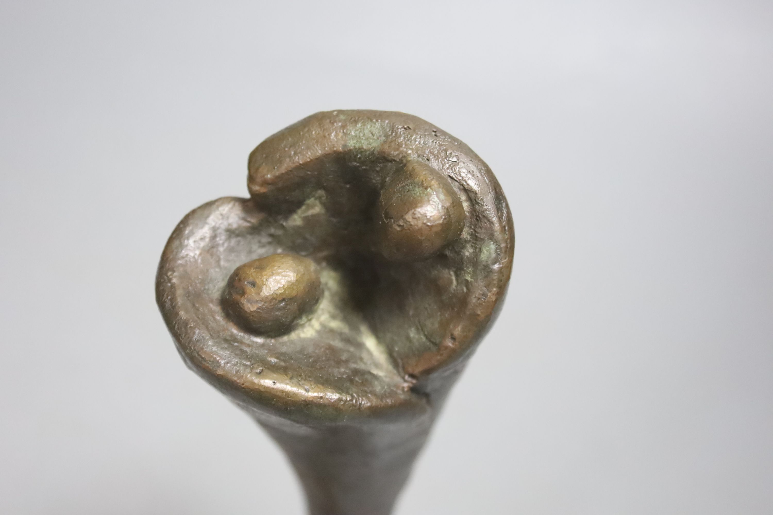 A Henry Moore style abstract figural bronze, indistinctly signed and dated, height 23cm - Image 3 of 5