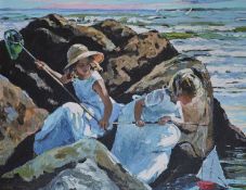 Sherree Valentine Daines, hand embellished canvas, Rockpool Delight, 53/195, with COA, 40 x 50cm