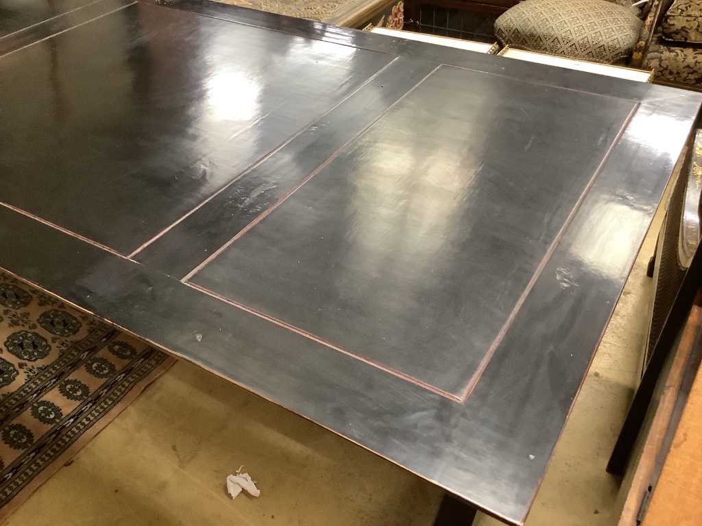 A contemporary ebonised dining table, width 200cm depth 100cm height 77cm - Image 2 of 3