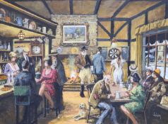 Alan King, oil on canvas panel, 'The Village Inn', signed, 29 x 39cm