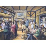 Alan King, oil on canvas panel, 'The Village Inn', signed, 29 x 39cm