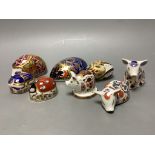A Royal Crown Derby Collectors Guild Orchard Hedgehog and seven other Royal Crown Derby