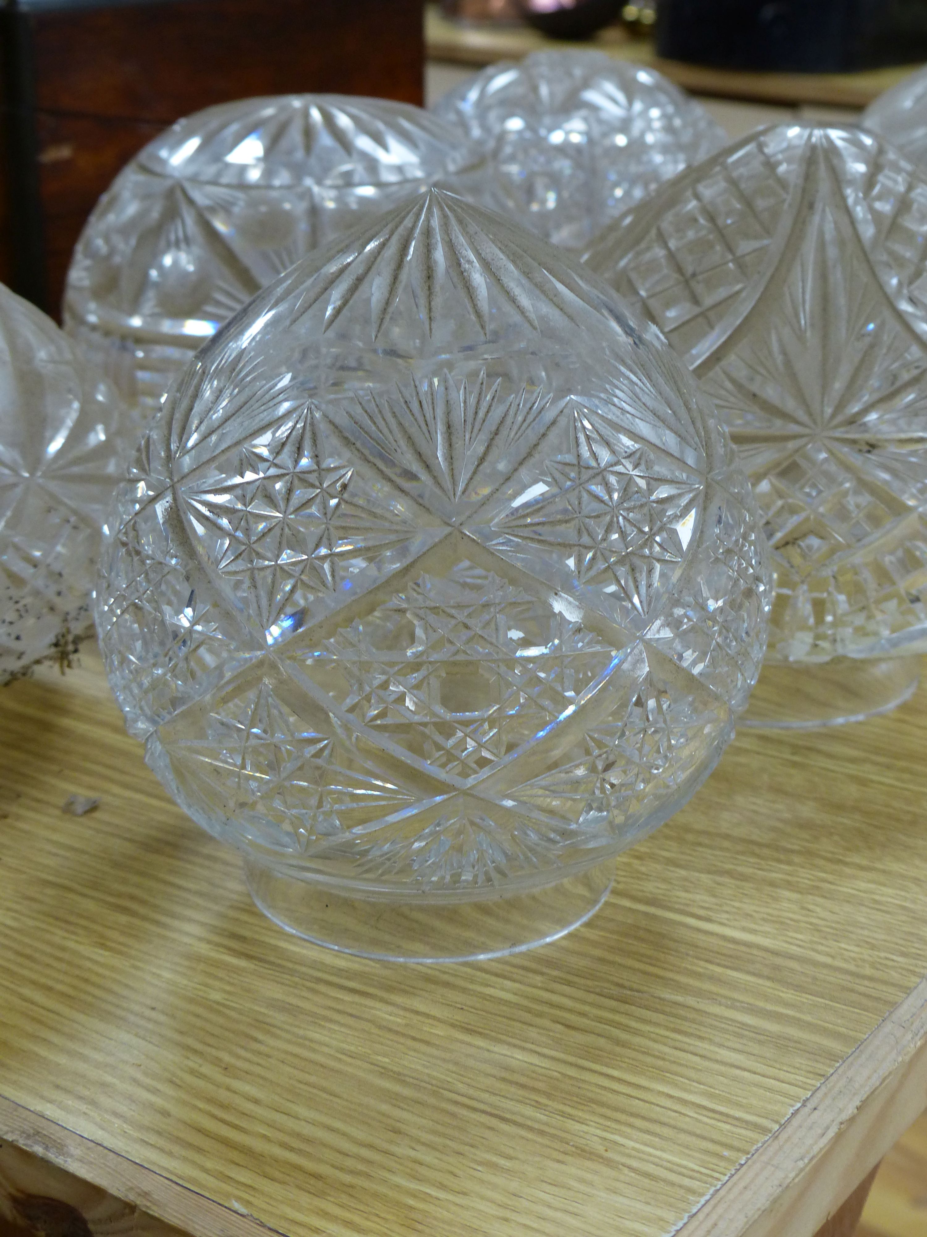 A collection of circular cut glass table lamp shades (6) - Image 2 of 3