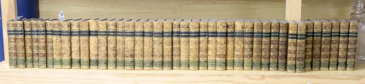 ° John Bell, British Theatre, 34 vols, 1791-1797, gilt-tooled tan calf, marbled end boards and a