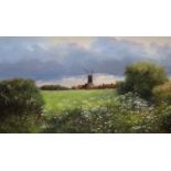 Clive Madgwick (1934-2005), oil on canvas, Mill at Norfolk, signed, 34 x 60cm