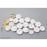 A small collection of assorted pocket watch movements, including Waltham & Tavannes.