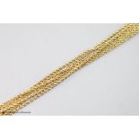 A 15ct fine ropetwist guard chain, 147cm,12.1 grams.