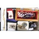 A mixed collection of vintage costume, silver and other jewellery, mixed wristwatches, yellow metal