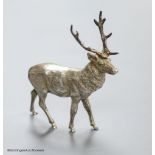 A modern free standing silver miniature model of a stag, C.F.H & Co, London, 1990, height 10.9cm,