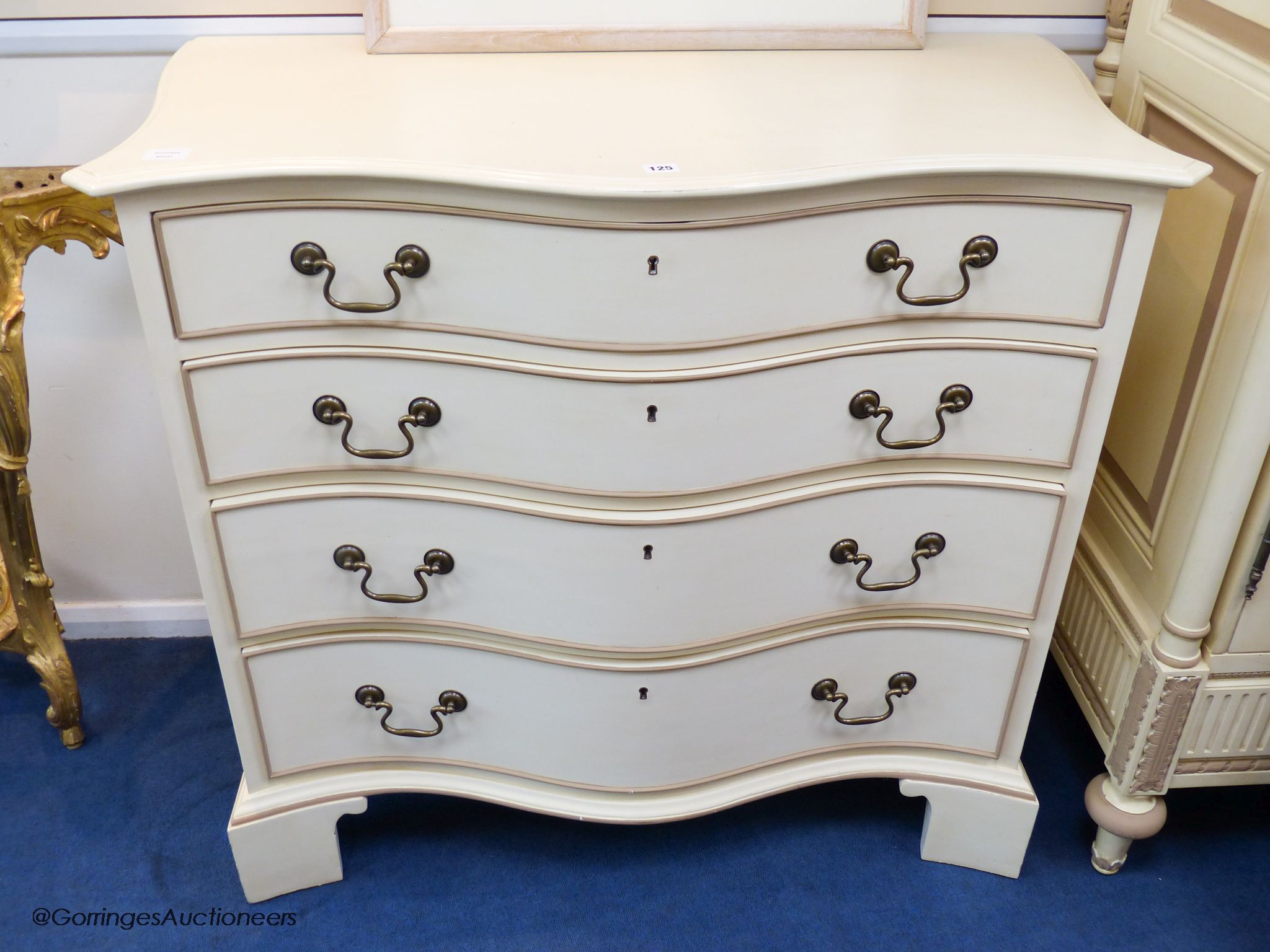 A cream and parcel gilt 'eclectic' chest of drawers by And So To Bed, 106 cm wide, 56 cm deep, 96.5 - Image 2 of 4