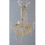A French glass lustre bag chandelier