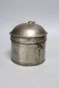 An early 19th century tin spice box, height 17cm