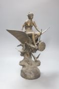 After J. Garnier. A patinated spelter figure 'Triomphe de l'Aviation', height 50cm