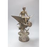 After J. Garnier. A patinated spelter figure 'Triomphe de l'Aviation', height 50cm